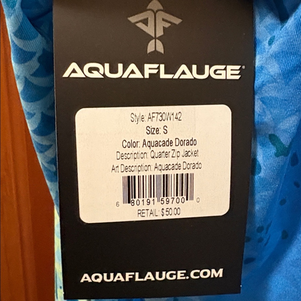 NWT Aquaflauge Men's Blue and Yellow Rash Guard Quarter Zip Fishing Shirt Small - Picture 3 of 6